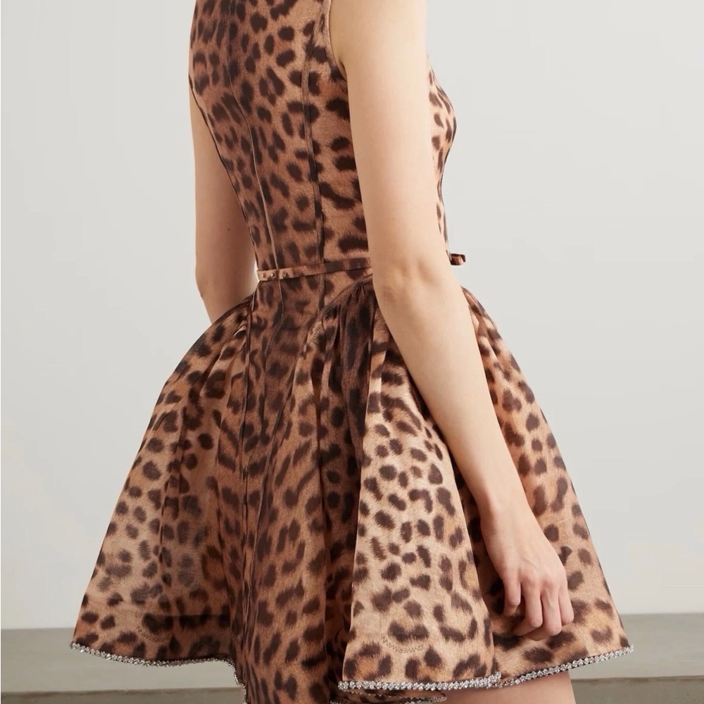 Zimmermann Brown Leopard Print Mini Dress - Picture 4 of 14